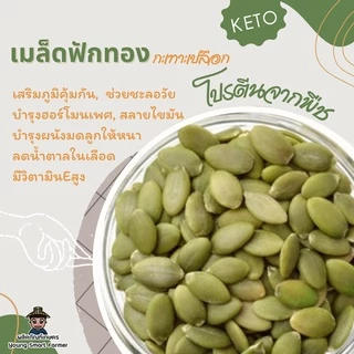 เมล็ดฟักทองดิบ เมล็ดฟักทองอบ รสธรรมชาติ ไม่ใส่เกลือ 1 Kg.(Pumpkin Seeds)