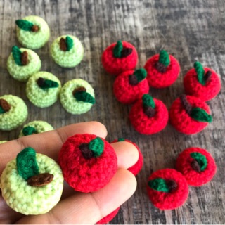 แอปเปิ้ลถัก🍎🍏 แอปเปิลจิ๋วถักไหมพรม Crochet apple