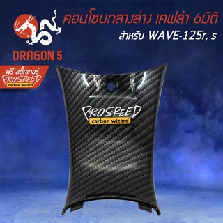 คอนโซนกลางตัวล่าง WAVE-125r, 125s เคฟล่า 6มิติ +ฟรี สติ๊กเกอร์ PROSPEED 1อัน สำหรับ WAVE-125R,S