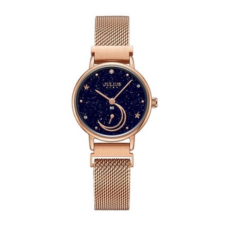 JULIUS WATCH JS038 สีโรสโกลด์/ดำ (ROSEGOLD/BLACK) นาฬิกาข้อมือผู้หญิง แบรนด์เกาหลี แฟชั่นฮิตของแท้ สายสแตนเลส