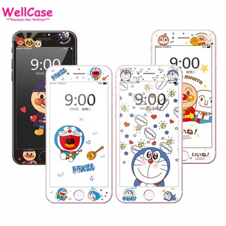 Cute Doraemon Cartoon Film Soft Edge Screen Protector Tempered Glass iphone 6s 6Splus 7 8 7plus 8plus Full Cover