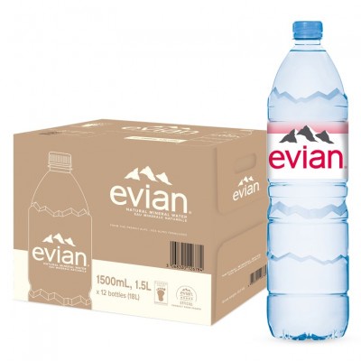 🌟พร้อมส่ง🌟น้ำแร่ Evian ขนาด 1.5 ลิตร มี 12 ขวด