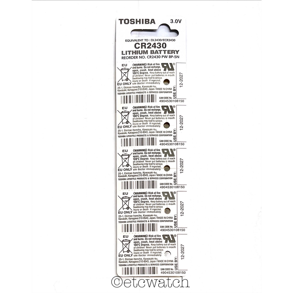 พร้อมส่ง ถ่านกระดุม Toshiba CR2430 1 แผง 5 ก้อน - etcwatch - ThaiPick
