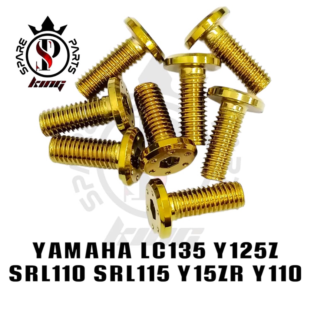 1PCS DOTS M8 GOLD FRONT DISC PLATE SCREW YAMAHA LC135 Y125Z SRL110 SRL115 Y15ZR Y110 Y100