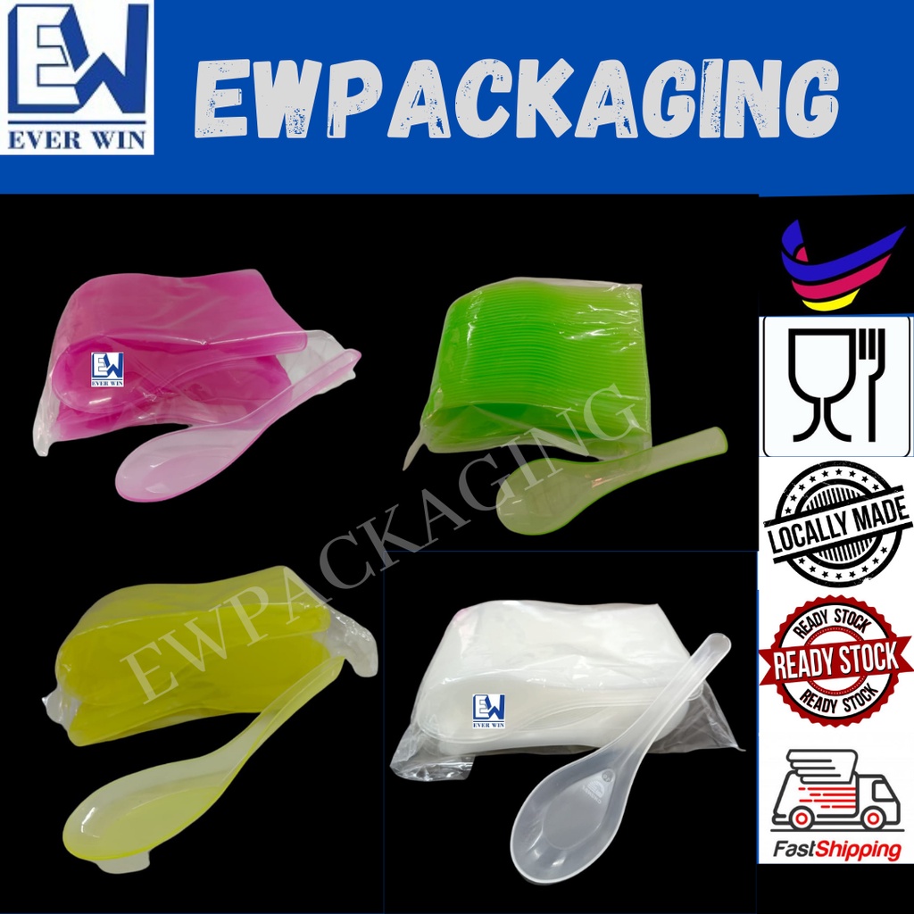 PLASTIC SPOON/CLEAR COLOR SPOON/TRANSPARENT SPOON/POON พลาสติก [80 ชิ้น]