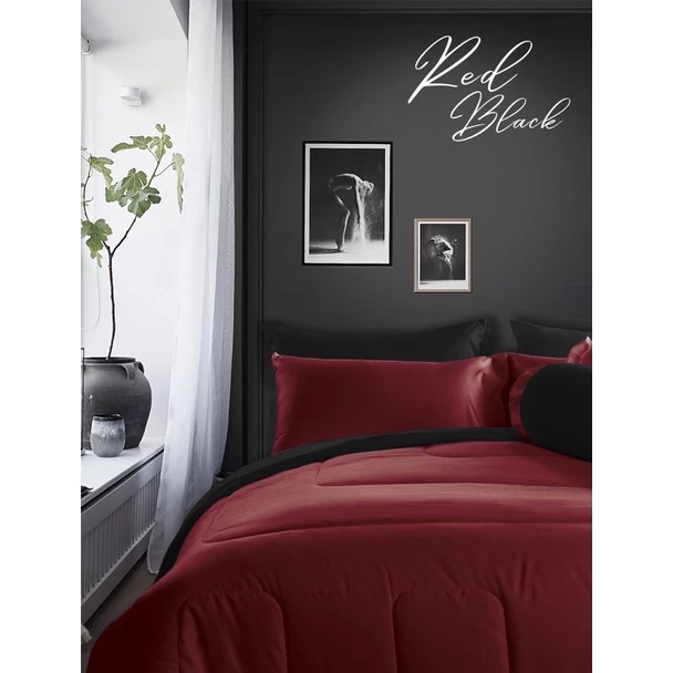 ชุดผ้าปู ผ้านวม สีพื้น ทูโทน ดำ แดง ST75-76 Stamps Bedding thumbnail 4