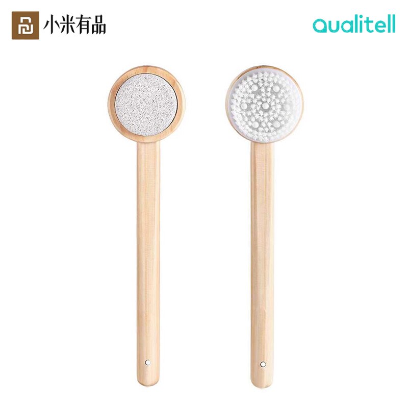 Original Xiaomi Mijia Qualitell Bath Brush Body Skin Brush Both Sides Spa Pumice Silicone Massage Long Handle Shower Bathroom Accessories