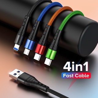 4 in 1 USB Type C สายชาร์จ Micro Charger สําหรับโทรศัพท์ huawei xiaomi