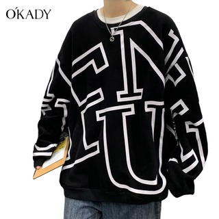 OKADY เสื้อกันหนาวผู้ชายแฟชั่นฤดูใบไม้ผลิและฤดูใบไม้ร่วงใหม่เวอร์ชั่นเกาหลี ins เสื้อกันหนาวมีฮู้ดคู่ 2022