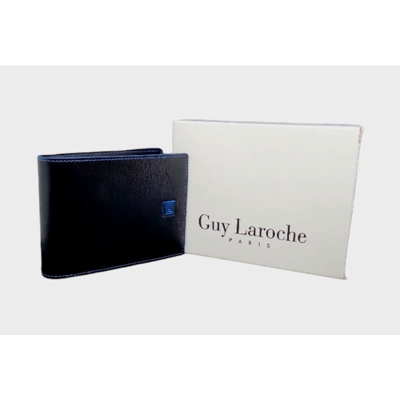 Guy Laroche กระเป๋าสตางค์ผู้ชายใบสั้น สีดำ (ใหม่พร้อมกล่อง)