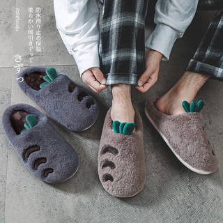 รองเท้าแตะ ┋☎Carrot Home Cotton Slippers Men s Winter Warm Indoor Plush Soft Bottom Non-slip Autumn and