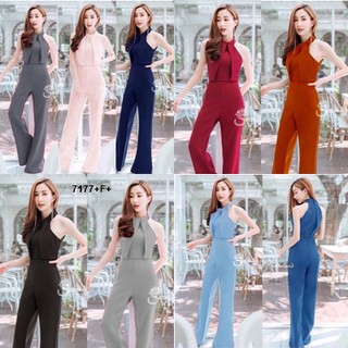 TW7177 Jumpsuit จั้มสูท ขายาว คอปีน ทรงคว้านไหล่