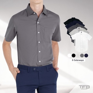 เสื้อเชิ้ตผู้ชาย แขนสั้น สีเทาเข้ม TFB Workwear