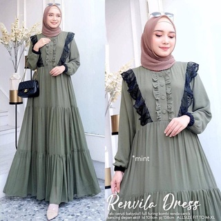 Gamis RENVILA DRESS BL LD 110 ซม. PB 138 ซม. BABYDOLL FULL MIX ชุดเดรสลูกไม้ กระดุมหน้า ผู้หญิง 2023 MAXY DRESS ผู้หญิง JUMBO DRES BABYDOLL PREMIUM POLOS MOTIF MUSLIM DRESS ผู้หญิง MODERN