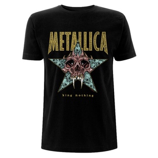 คอลูกเรือเสื้อยืด พิมพ์ลาย Metallica King Nothing สีดํา แฟชั่นสําหรับผู้ชายS-5XL