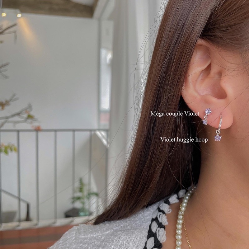 SissyJewelry // ต่างหูเงินแท้ ต่างหูห่วง ประดับ พลอยกลม 4mm - gem round 4mm hoop รูปที่ 7