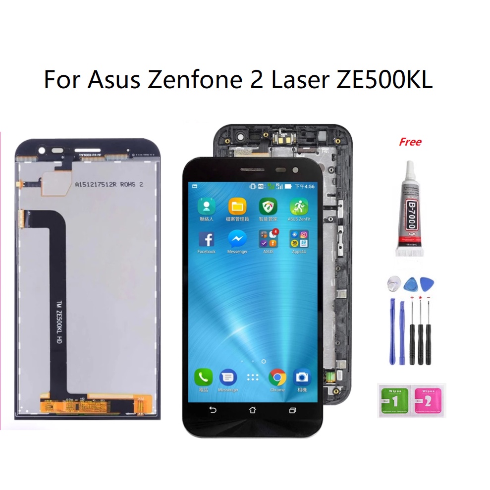 กรอบสําหรับ ASUS ZenFone 2 เลเซอร์ ZE500KL Z00ED ZE551KL ZE500KG จอแสดงผล LCD Touch Screen Digitizer