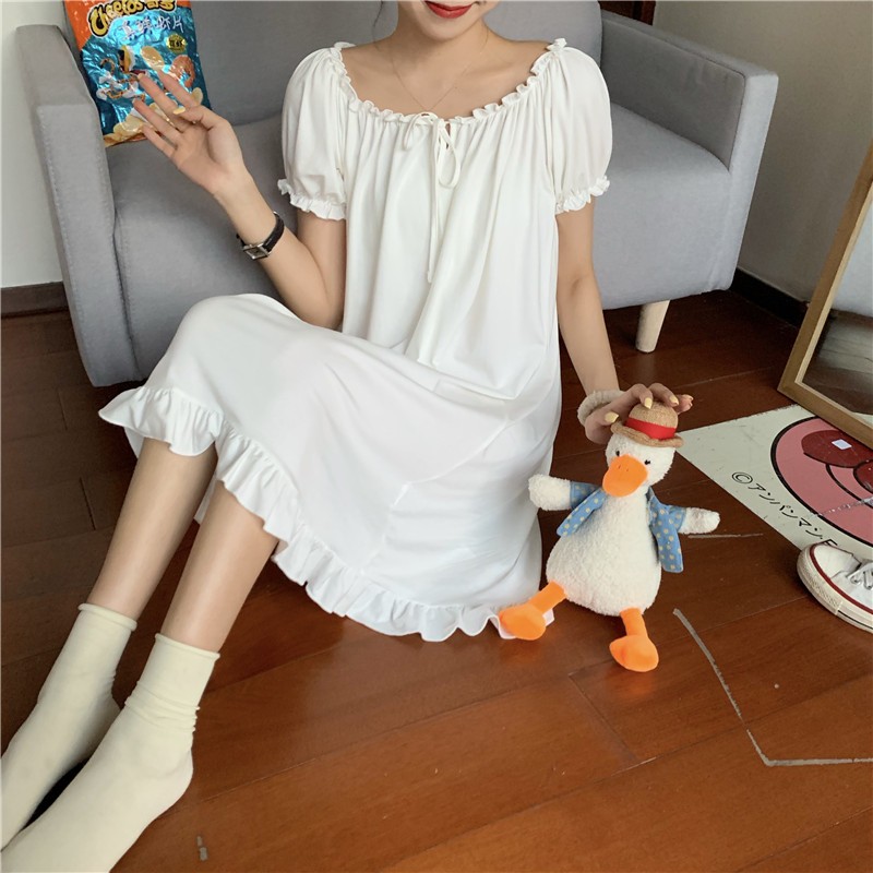 พร้อมส่ง DayDu ชุดนอน ผู้หญิง แขนสั้นสไตล์เกาหลีคุณหนู D03