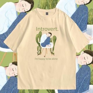 เสื้อยืดคอกลม(🔥พร้อมส่ง🔥)เสื้อ INTROVERT  COTTON 100 % มีทั้งทรงปกติและ OVERSIZEผ้าฝ้ายแท้