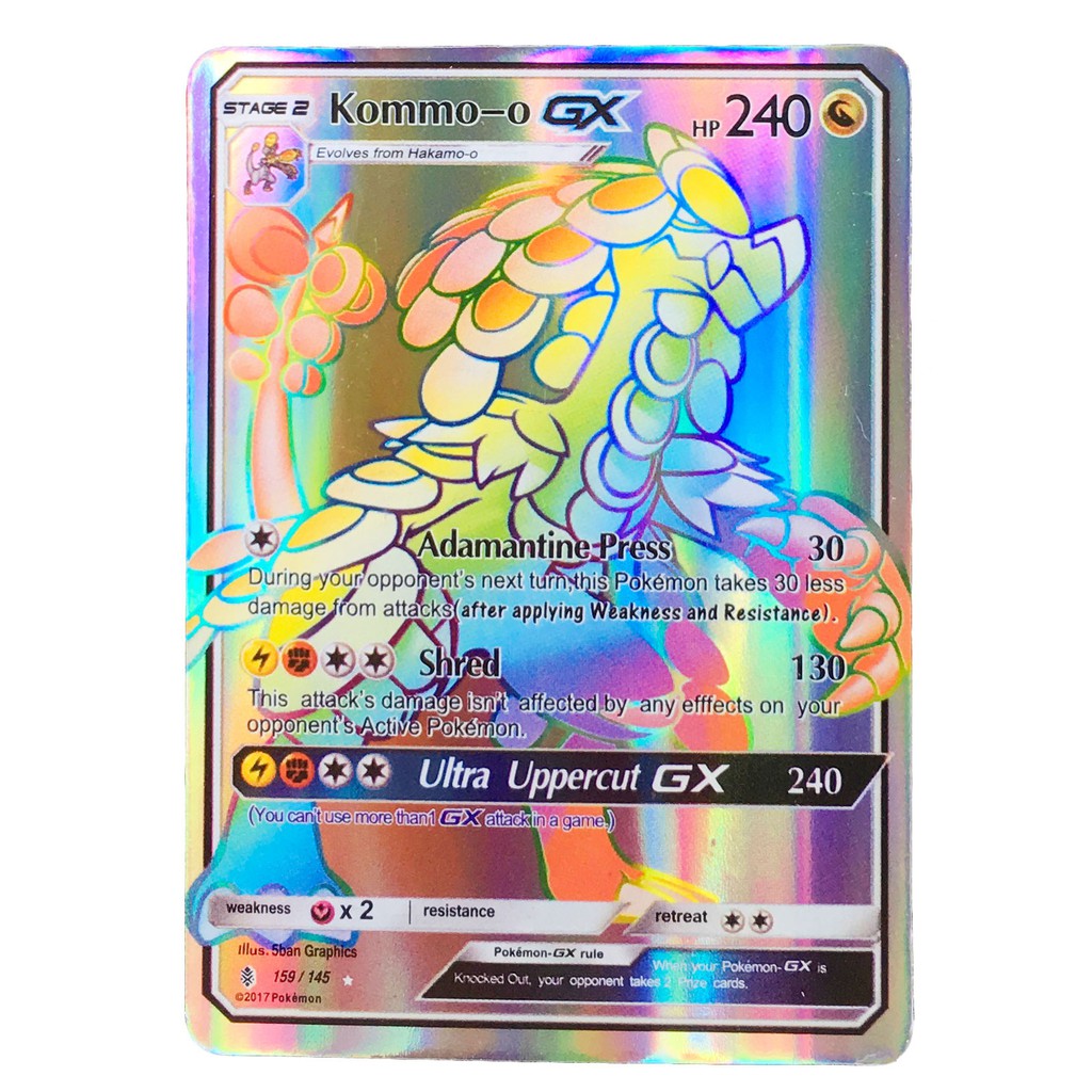 Kommo-O GX Card 159/145 จารารังกา Pokemon Card Gold Flash Light (Glossy)  ภาษาอังกฤษ Free 1 EX Card | Shopee Thailand