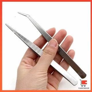 คีบหนีบสแตนเลส ปากคีบ มี 2 แบบ ปากคีบงอ ปากคีบแหลม จับสบายมือ Stainless steel tweezers