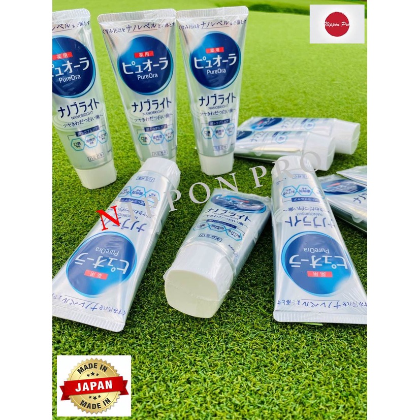 ยาสีฟันญี่ปุ่น คาโอ เพียวออร่า KAO Pure Ora สูตร กลอสซี่ ไวท์ Glossy White ด้วยนวัตกรรม Nano bright 115 g. สูตรฟันขาว