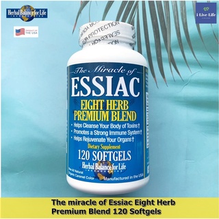 อาหารเสริมจากสมุนไพร 8 ชนิด Essiac The miracle of Essiac Eight Herb Premium Blend 120 Softgels - Herbal Balance For Life