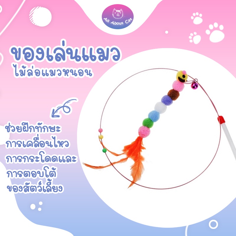 [ ABC cat ] ไม้ตกแมว ยาวสุด แบบหนอน ไม้ล่อแมวยาว 90ซม. ของเล่นแมว