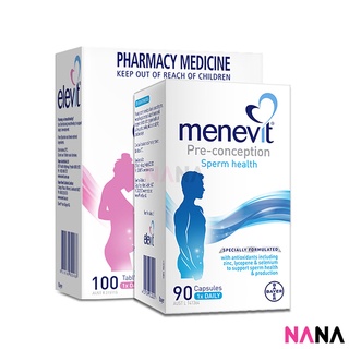 Bayer Pre-Pregnancy Couples Pack for Men &amp; Women: Elevit Pregnancy Multivitamin 100 Tablets + Menevit Male Fertility 90 Capsules มัลติวิตามินบำรุงก่อนมีบุตรสำหรับผู้ชายและผู้หญิง 100 เม็ด