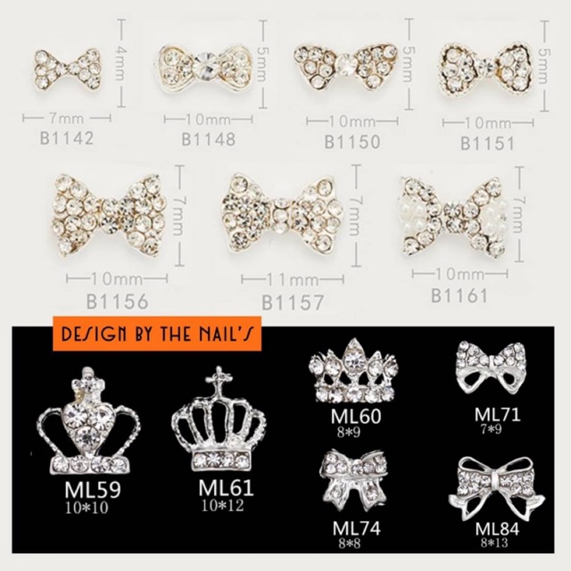 พร้อมส่ง อะไหล่ตกแต่งเล็บ โบว์ติดเล็บ มงกุฎ อะไหล่ติดเล็บ คละลาย เพชรติดเล็บ B1142-B1161 ML59-ML84