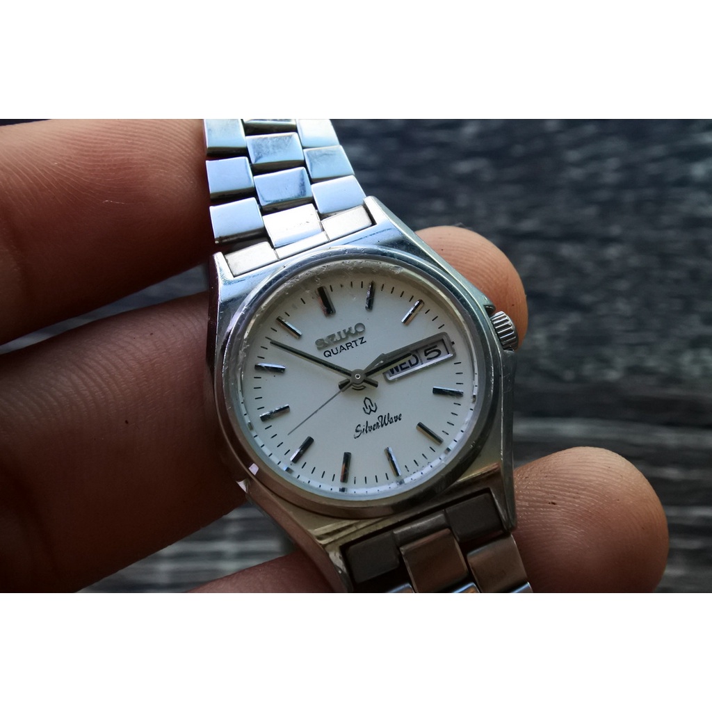 นาฬิกา Vintage มือสองญี่ปุ่น Seiko Silverwave Vintage 3423 0170 ผู้หญิง สายสแตนเลสแท้ สภาพดี ใช้งานได้ปกติ หน้าปัด 32mm