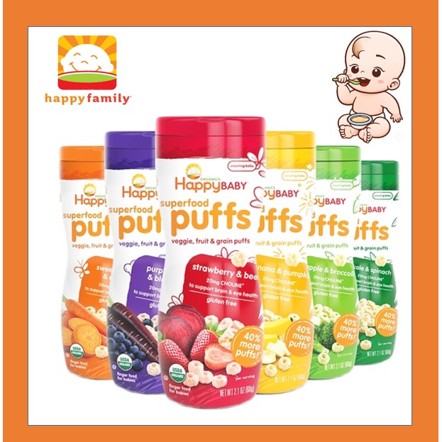 GLUTEN FREE Happy Baby Organic Puff 59g Bundle / Superfood / Baby Foods