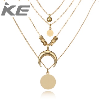 moon horn disc alloy multi-necklace 4-alloy necklace female for girls for women low price