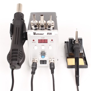 8586 760W 220V 2 in 1 ปืนลมร้อน บัดกรีเหล็ก SMD BGA เครื่องมือซ่อมแซมงานเชื่อมบัดกรี