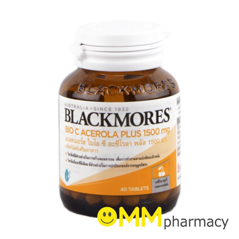 BLACKMORES BIO C ACEROLA PLUS 1500MG. แบลคมอร์ส ไบโอ ซี อะซีโรลา พลัส 1500มก. 40เม็ด