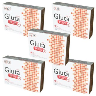 Ozee Gluta Plus Ver.2 สูตรใหม่ ขาวไวกว่าเดิม 2 เท่า 5 กล่อง (30 เม็ด/กล่อง)