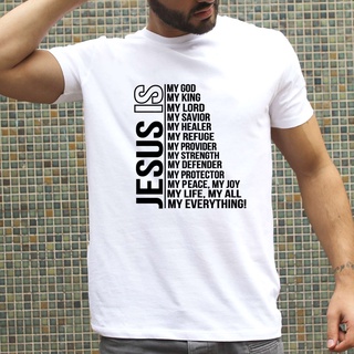 เสื้อยืด พิมพ์ลาย Jesus Is My God King Everything สไตล์ฮาราจูกุ แนวสตรีท สําหรับผู้ชายS-5XL