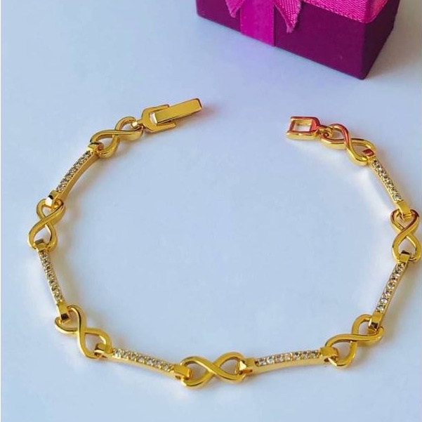 jewelryshop365  K211 สร้อยข้อมือเพชร สร้อยข้อมืออินฟีนิตี้ งานฝังเพชร cz แท้
