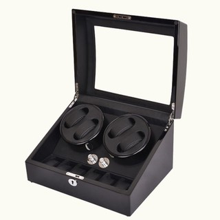 Watch Winder กล่องหมุนนาฬิกา ออโตเมติก แบบอโตเมติก 4 เรือน ควอตซ์ 6 เรือน (สีดำ/ดำ)