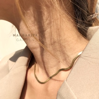 「 โค้ด ZJRP2 ลดทันที 45.- | ช้อปขั้นต่ำ 300.- 」 Margarita Basic Herringbone Stainless Necklace