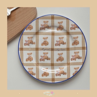 [พร้อมส่ง] Ins Bear Ceramic Plate จานเซรามิค จานลายหมี 🧸