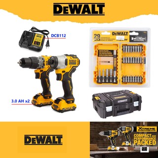 DeWALT DCK2111L2T-QW ชุด COMBO 12V DCD706+DCF801 สว่านกระแทก ไร้สาย 12V