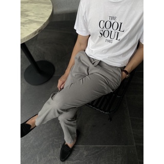 Maze Grey Linen Trousers กางเกงขายาว ยางยืด ลินิน สีเทา