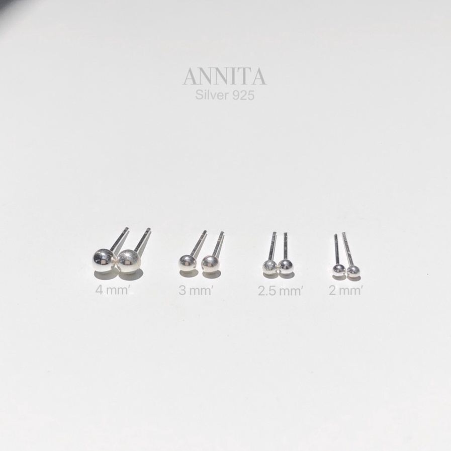 annita.silver - Dot earrings silver 925 /ต่างหูหมุดเงินแท้ ต่างหูเงินแท้925 ต่างหูปักก้าน พร้อมส่ง