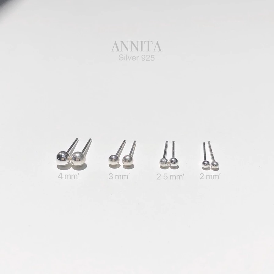 annita.silver - Dot earrings silver 925 /ต่างหูหมุดเงินแท้ ต่างหูเงินแท้925 ต่างหูปักก้าน พร้อมส่ง