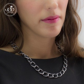 555jewelry สร้อยคอแฟชั่น Double chain link ขาวดำ รุ่น MNC-BC031 - (BCBOX)