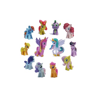 ชุดตุ๊กตาฟิกเกอร์ My Little Pony Pony Pvc สำหรับตกแต่งเค้ก 12 ชิ้น/ชุด