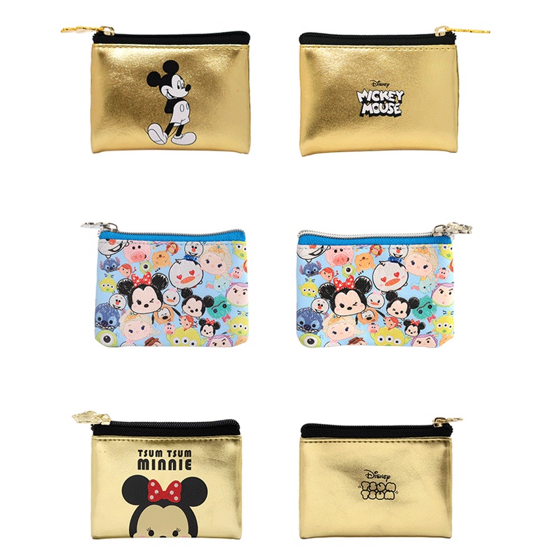 Disney Original Mickey Makeup Bag - กระเป๋าใส่เหรียญแบบพกพา PU กันน้ําลายการ์ตูนสําหรับผู้หญิง