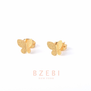 BZEBI ต่างหูแฟชั่น สแตนเลส ผีเสื้อ ทองแท้ เกาหลี ตุ้มหู ห่วง ทอง เงิน จิว เพชร cz สําหรับผู้หญิง 319e