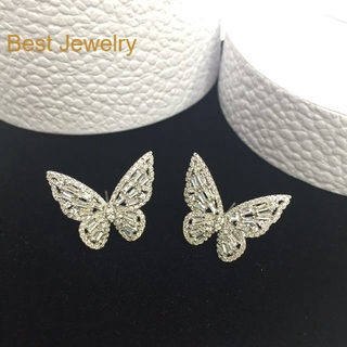 Best Jewelry ต่างหูเพชร CZ แท้ งานสวยหรู ลายผีเสื้อ